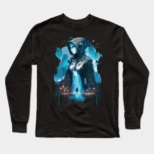 Young Woman Cyber Sci-Fi Fantasy Story Heroine Long Sleeve T-Shirt